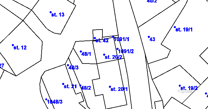 Parcela st. 20/2 v KÚ Libčice, Katastrální mapa