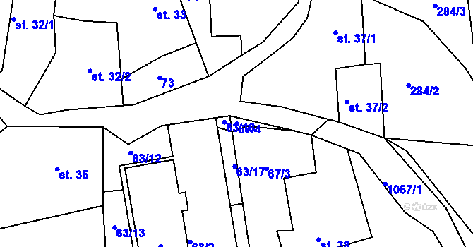 Parcela st. 67/4 v KÚ Libčice, Katastrální mapa