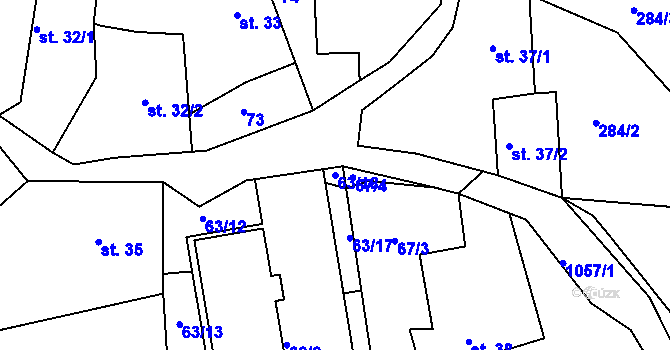 Parcela st. 63/18 v KÚ Libčice, Katastrální mapa