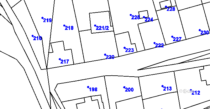 Parcela st. 220 v KÚ Chýnov, Katastrální mapa