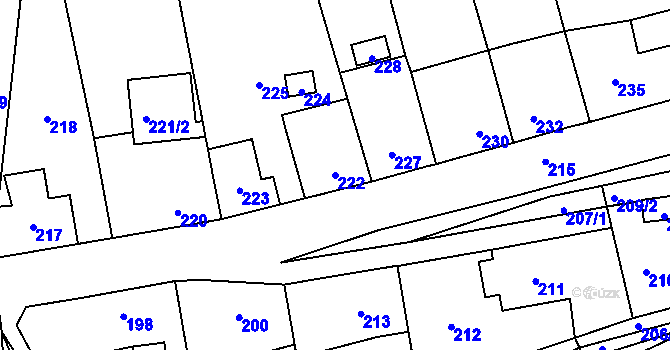 Parcela st. 222 v KÚ Chýnov, Katastrální mapa