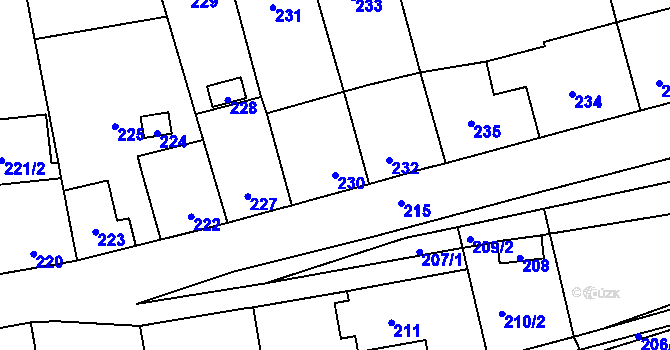 Parcela st. 230 v KÚ Chýnov, Katastrální mapa