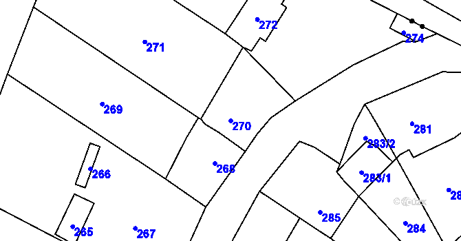 Parcela st. 270 v KÚ Chýnov, Katastrální mapa