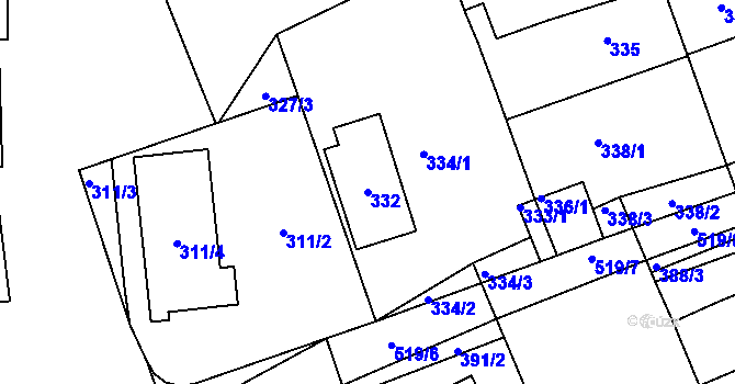 Parcela st. 332 v KÚ Chýnov, Katastrální mapa