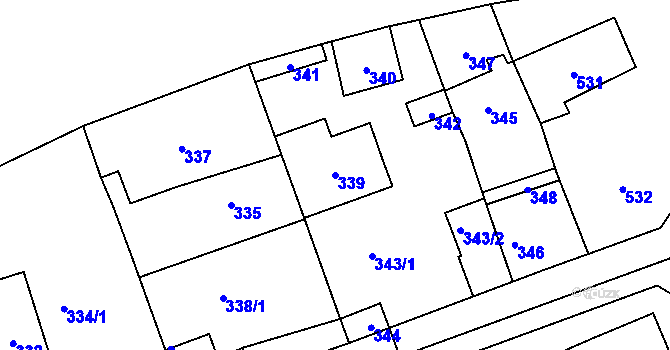 Parcela st. 339 v KÚ Chýnov, Katastrální mapa