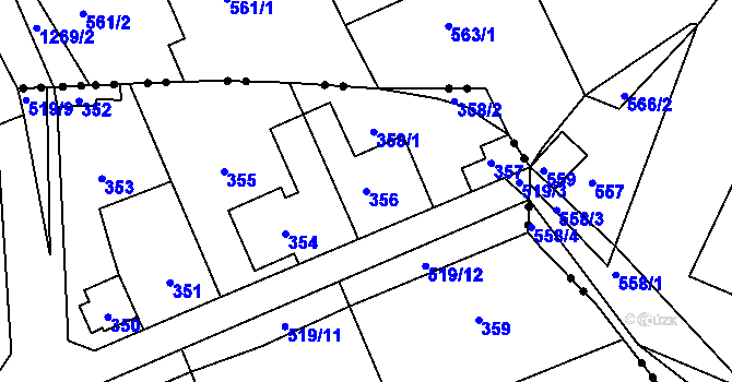 Parcela st. 356 v KÚ Chýnov, Katastrální mapa