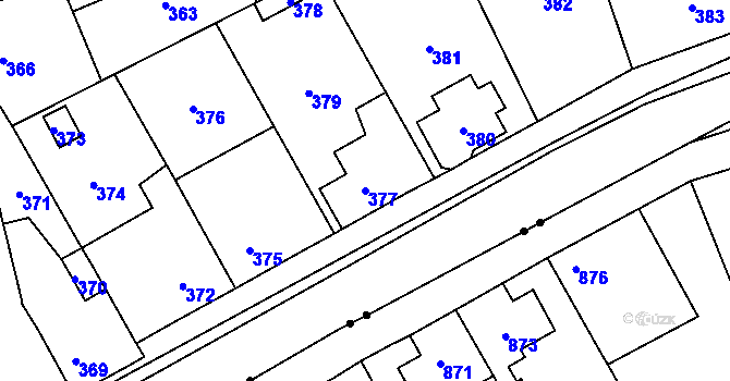 Parcela st. 377 v KÚ Chýnov, Katastrální mapa