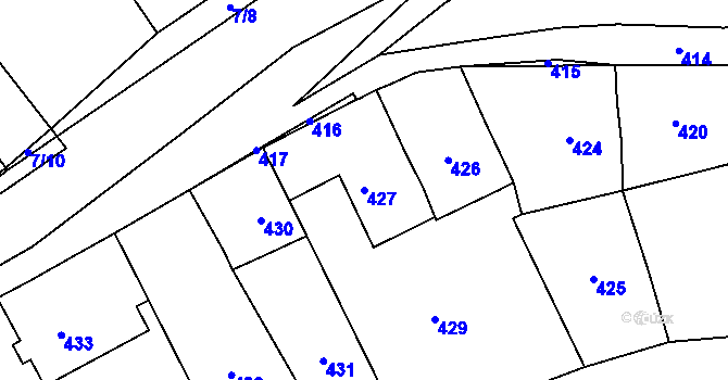 Parcela st. 427 v KÚ Chýnov, Katastrální mapa