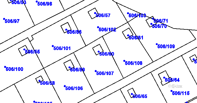 Parcela st. 506/60 v KÚ Chýnov, Katastrální mapa