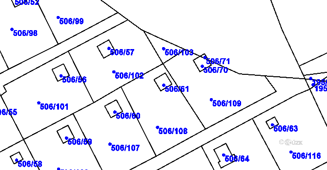 Parcela st. 506/61 v KÚ Chýnov, Katastrální mapa
