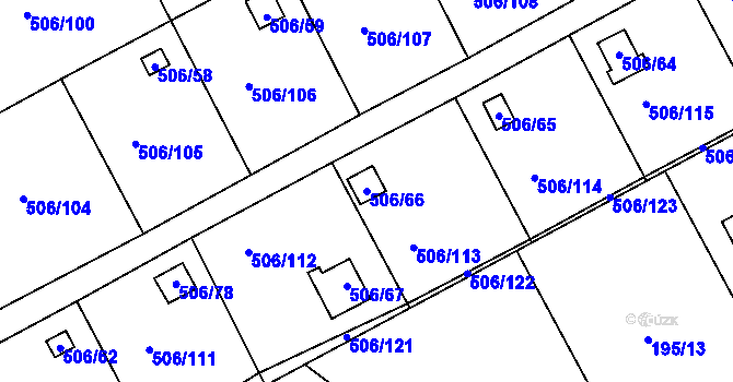 Parcela st. 506/66 v KÚ Chýnov, Katastrální mapa