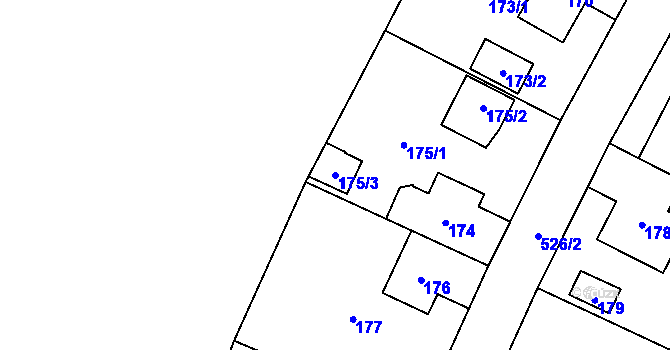 Parcela st. 175/3 v KÚ Chýnov, Katastrální mapa