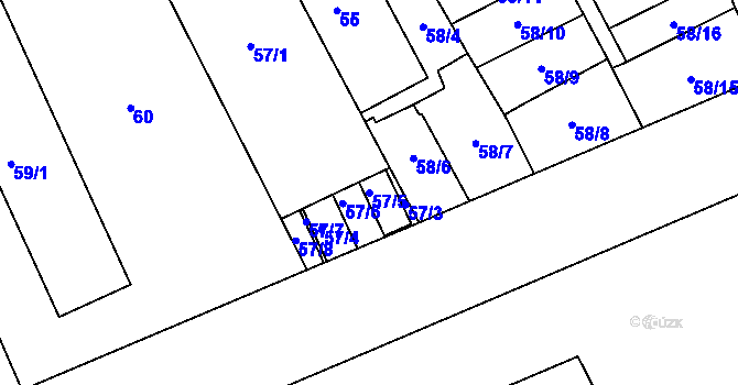 Parcela st. 57/5 v KÚ Letky, Katastrální mapa