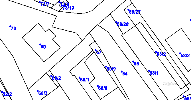 Parcela st. 67 v KÚ Letky, Katastrální mapa