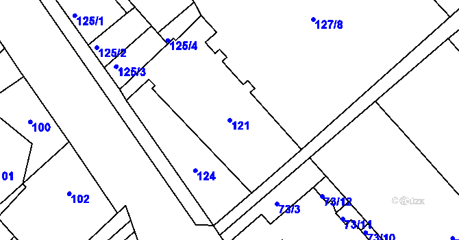 Parcela st. 121 v KÚ Letky, Katastrální mapa