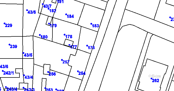 Parcela st. 176 v KÚ Letky, Katastrální mapa