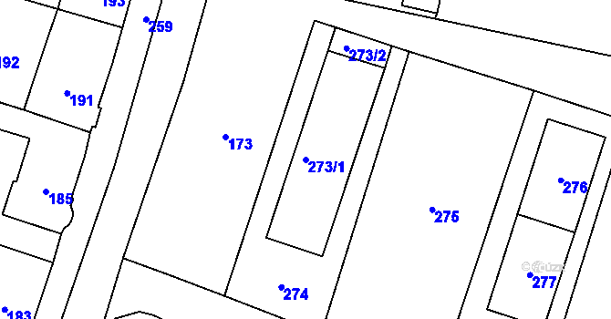 Parcela st. 273/1 v KÚ Letky, Katastrální mapa