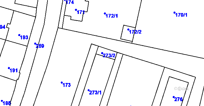 Parcela st. 273/2 v KÚ Letky, Katastrální mapa