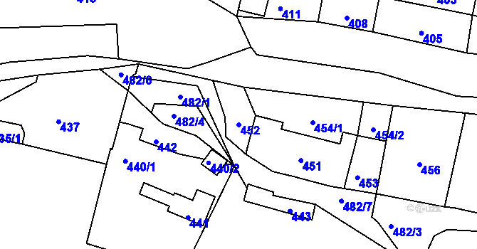 Parcela st. 452 v KÚ Letky, Katastrální mapa