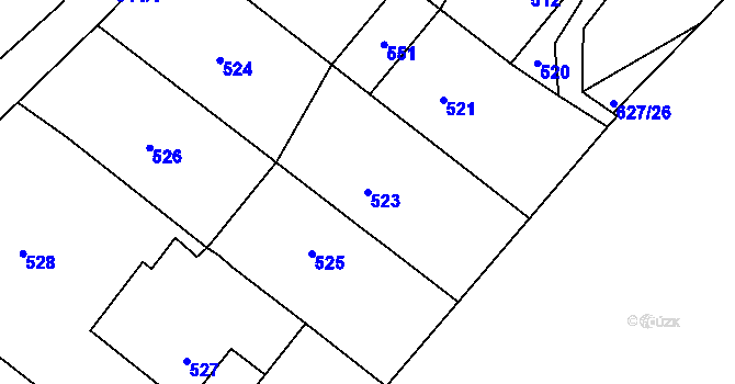 Parcela st. 523 v KÚ Letky, Katastrální mapa