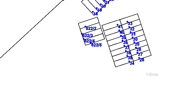 Parcela st. 622/5 v KÚ Letky, Katastrální mapa