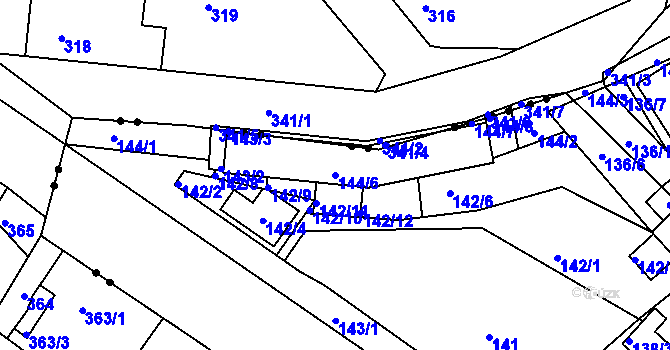 Parcela st. 144/6 v KÚ Letky, Katastrální mapa