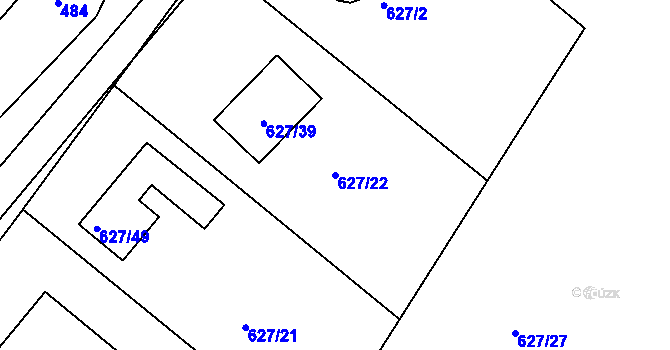 Parcela st. 627/22 v KÚ Letky, Katastrální mapa