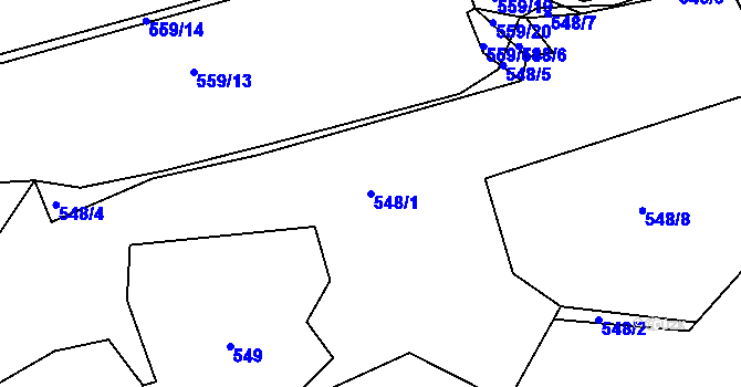 Parcela st. 548/1 v KÚ Letky, Katastrální mapa