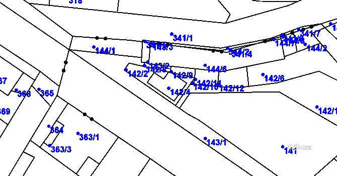 Parcela st. 142/4 v KÚ Letky, Katastrální mapa
