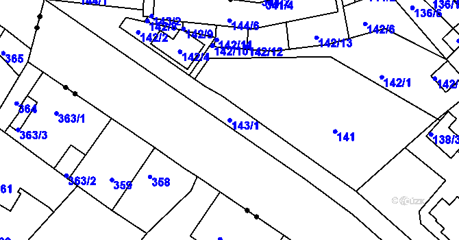 Parcela st. 143/1 v KÚ Letky, Katastrální mapa