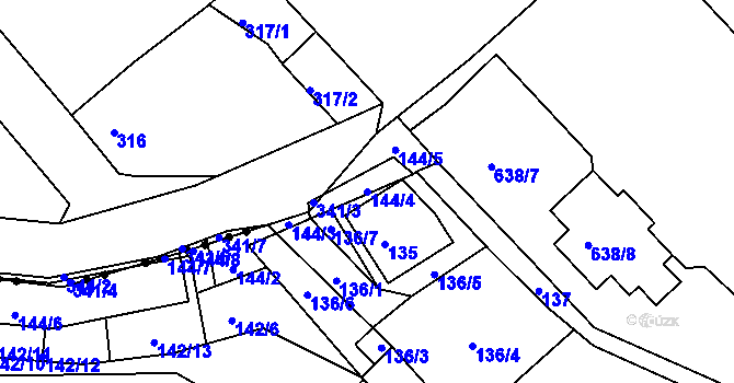Parcela st. 144/4 v KÚ Letky, Katastrální mapa