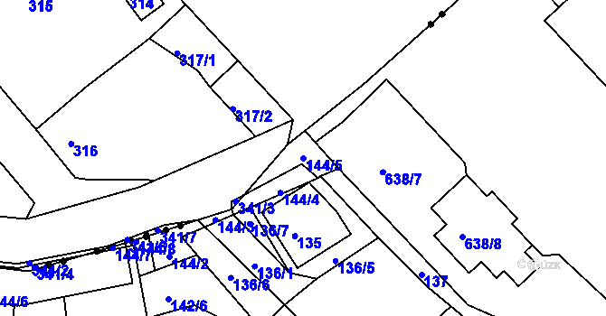 Parcela st. 144/5 v KÚ Letky, Katastrální mapa