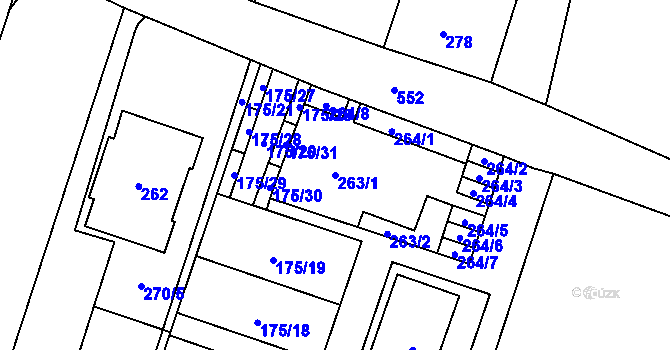 Parcela st. 263/1 v KÚ Letky, Katastrální mapa