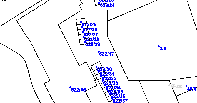 Parcela st. 622/17 v KÚ Letky, Katastrální mapa