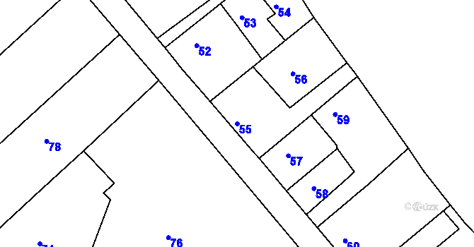Parcela st. 55 v KÚ Libčice nad Vltavou, Katastrální mapa