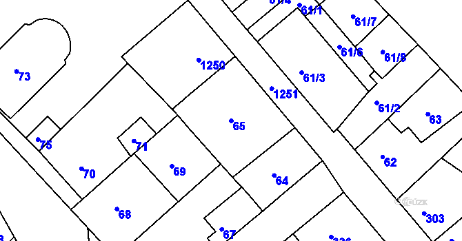 Parcela st. 65 v KÚ Libčice nad Vltavou, Katastrální mapa