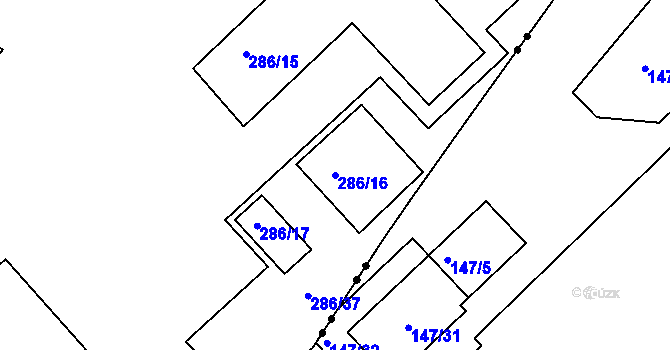 Parcela st. 286/16 v KÚ Libčice nad Vltavou, Katastrální mapa