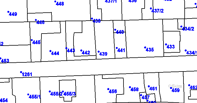 Parcela st. 439 v KÚ Libčice nad Vltavou, Katastrální mapa