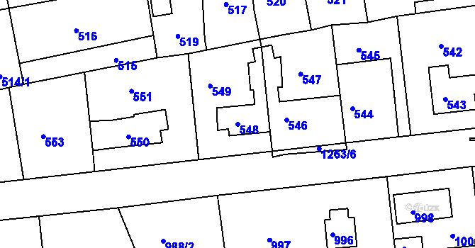 Parcela st. 548 v KÚ Libčice nad Vltavou, Katastrální mapa