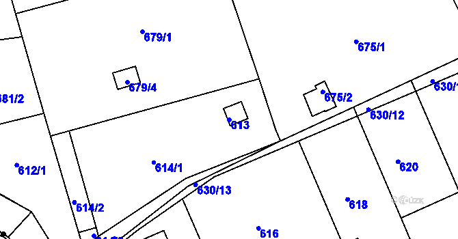 Parcela st. 613 v KÚ Libčice nad Vltavou, Katastrální mapa