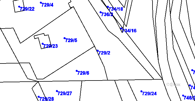 Parcela st. 729/2 v KÚ Libčice nad Vltavou, Katastrální mapa