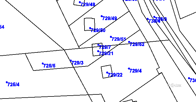 Parcela st. 729/21 v KÚ Libčice nad Vltavou, Katastrální mapa