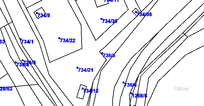 Parcela st. 736/5 v KÚ Libčice nad Vltavou, Katastrální mapa