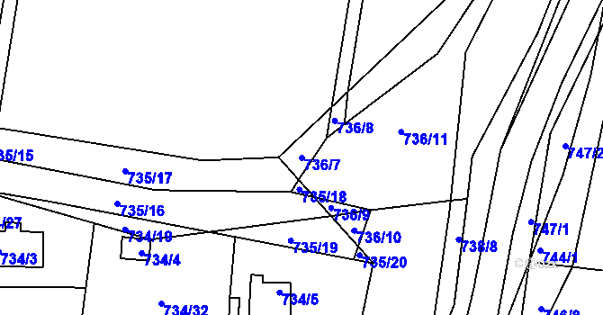 Parcela st. 736/7 v KÚ Libčice nad Vltavou, Katastrální mapa