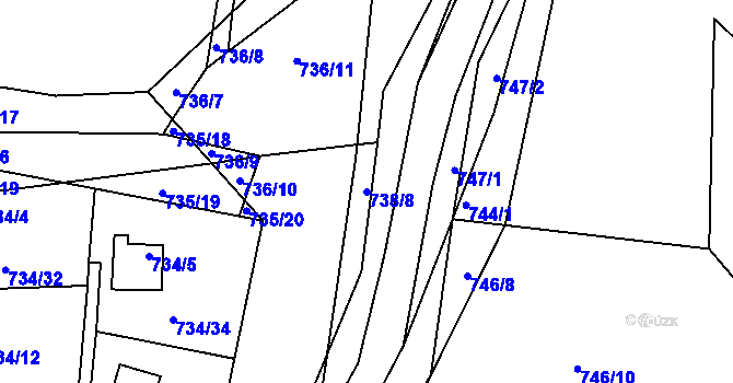 Parcela st. 738/8 v KÚ Libčice nad Vltavou, Katastrální mapa