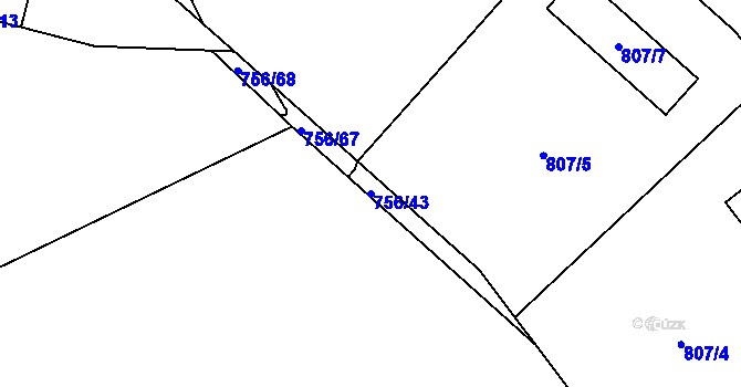 Parcela st. 756/43 v KÚ Libčice nad Vltavou, Katastrální mapa