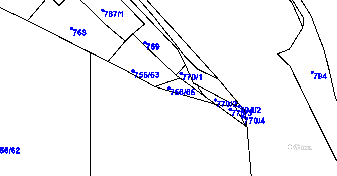 Parcela st. 756/65 v KÚ Libčice nad Vltavou, Katastrální mapa