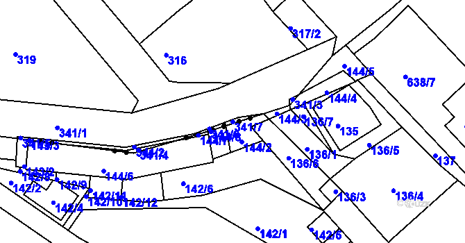 Parcela st. 341/7 v KÚ Libčice nad Vltavou, Katastrální mapa
