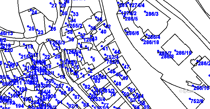 Parcela st. 752/4 v KÚ Libčice nad Vltavou, Katastrální mapa