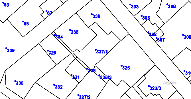 Parcela st. 337/1 v KÚ Libčice nad Vltavou, Katastrální mapa